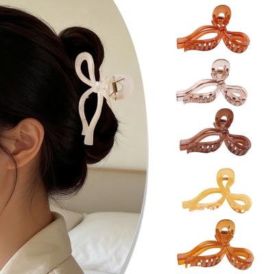 Hair Claw Transparent Bowknot Shape Anti-slip Teeth Hair Claw Lightweight Back Head Hair Clip Versatile Hair Accessory