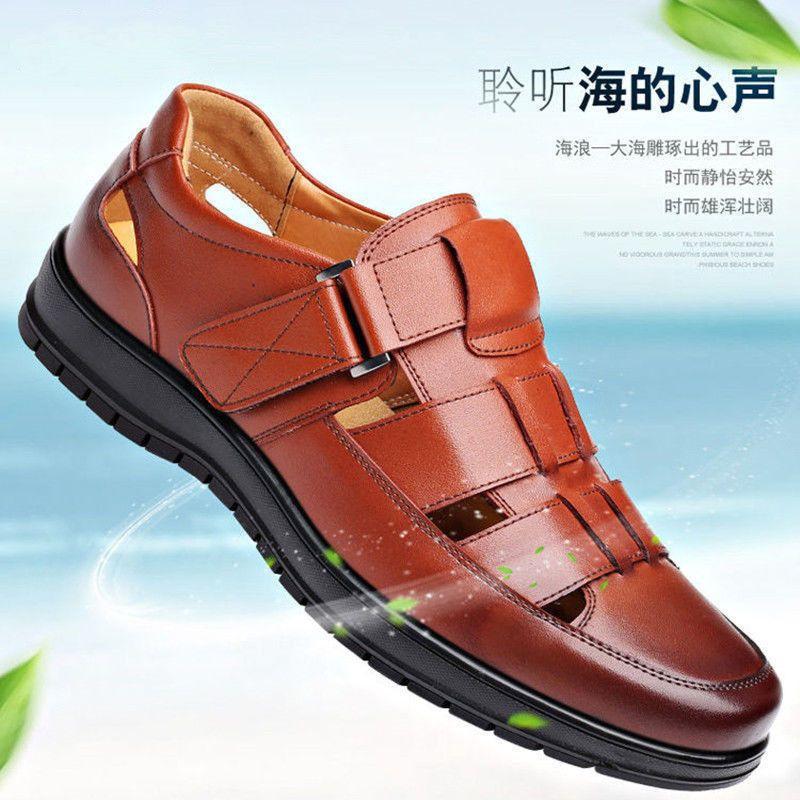 Genuine leather cowhide summer new hollow leather shoes men's casual hole shoes cool leather shoes