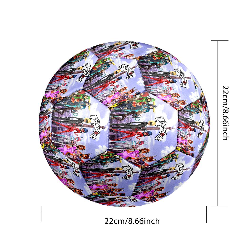 Size 5 Football Miraculous Ladybug Pattern, Wear‑Resistant Soccer Ball for Match Training Daily Sports Play