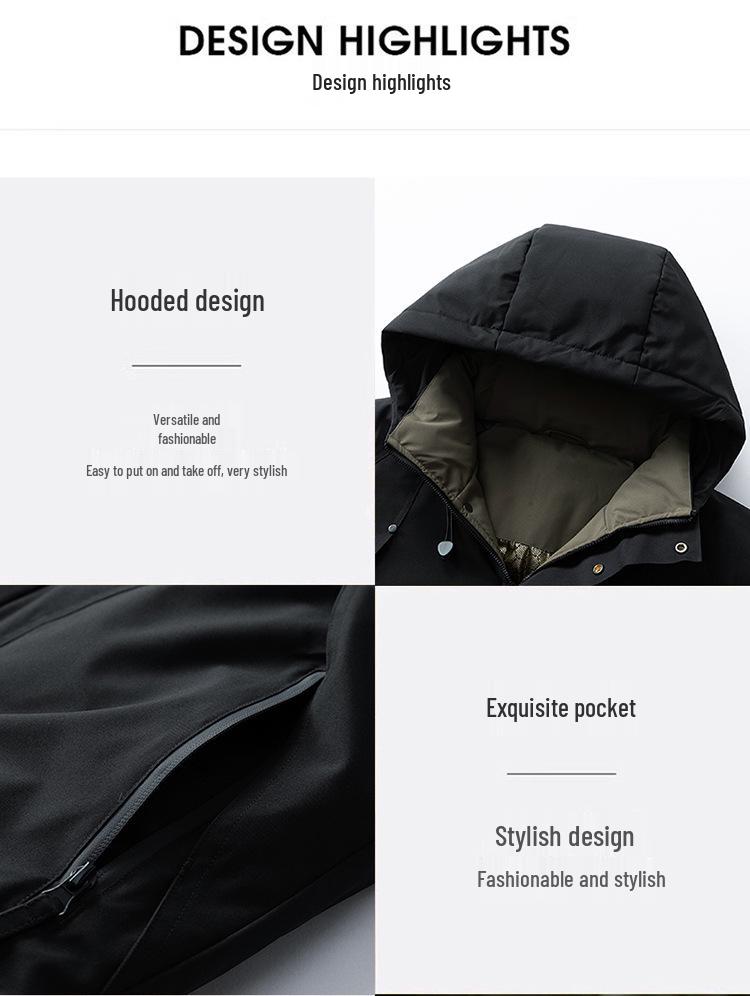 Graphene Men's Thickened Winter Ski Jacket - Windproof, Waterproof, Warm Hooded Coat