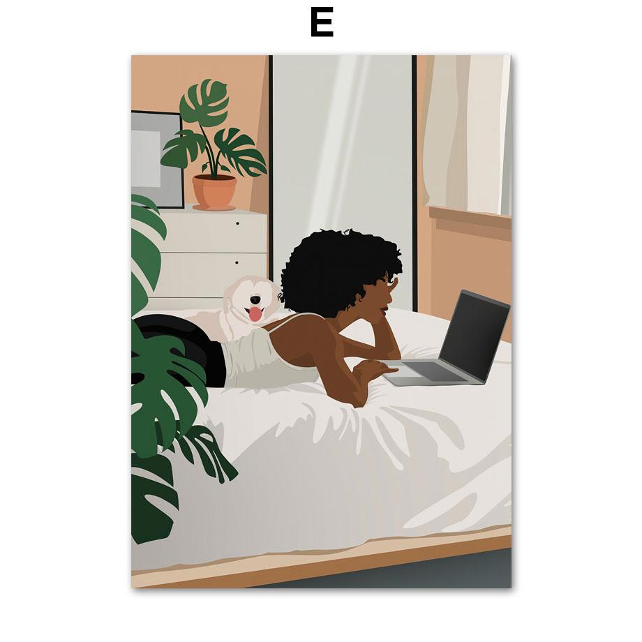 Feminist Nordic Posters And Prints Black Woman Read Girl Power Boho Wall Art Canvas Painting Wall Pictures For Living Room Decor