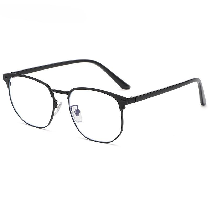 

Anti Blue Light Blocking Glasses Simple Semi Rimless Men Square Ray Filter Eyeglasses Big Frame Women Computer Goggle Spectacles чорний
