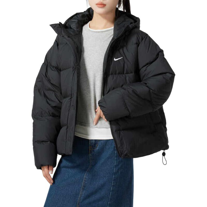 Nike Sportswear Metrotherma-Fit Puffer Solid Color Loose Hooded Long Sleeve Warm Bread Jacket Women Jackets Black FZ5929010