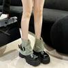 Women Punk Boots Buckle Design Shoes Chunky Motorcycle Boot Cool Street Y2K Platform Ankle Round Head Casual Outdoor Shoe Female
