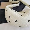 Women Nylon Bow Tie Crescent Crossbody Bag Large Capacity Quilted Dumpling Bag Padding Shoulder Bag Puffy Simple Satchel Bag CLE