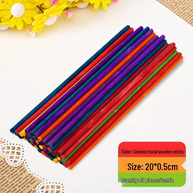 Colored Wooden Popsicle Sticks for DIY Crafts - Ideal for Kindergarten Projects and Handmade Creations.