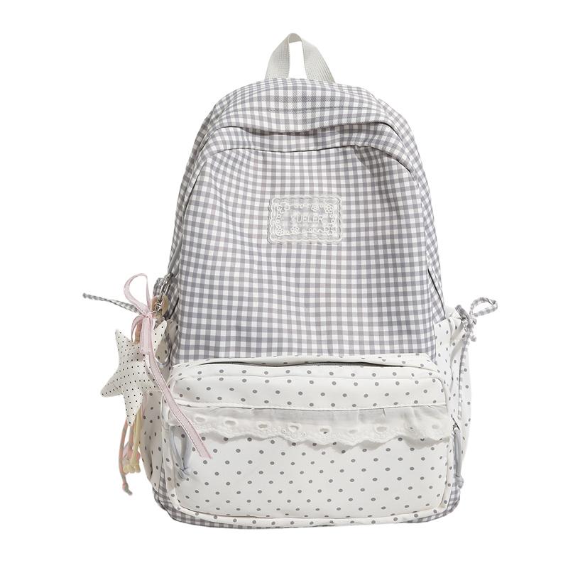 Zaino a Quadri Studente Scuola Media Superiore Borsa da Scuola Zaino da Donna in Pizzo
