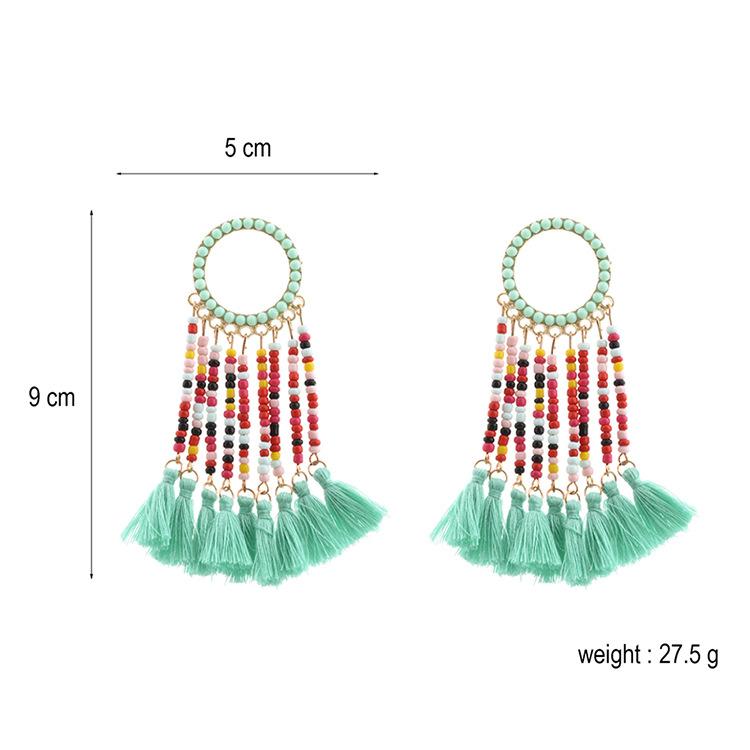 JMXD-Bohemian Tassel Earrings Exaggerated Earrings Jewelry Beads Earrings Popular Jewelry