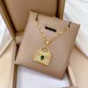 Full Diamond Green Bag Light Luxury Temperament Gorgeous Full Diamond Necklace Women'S Versatile Collarbone Chain Titanium Steel Chain
