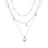 Korean Double Layer Beaded Necklace with Moon and Star Charm