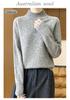 Women's 100% Pure Wool Half-High Neck Long-Sleeve Pullover Sweater - Thickened Base Layer for Autumn and Winter