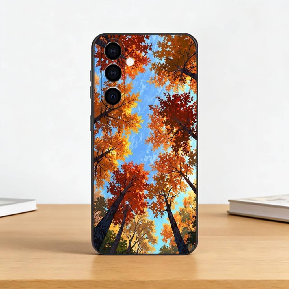 Autumn leaves P-pumpkin Phone Case For Samsung Galaxy A73,A72,A71,A70,A53,A52,A51,Soft Silicone Black Cover