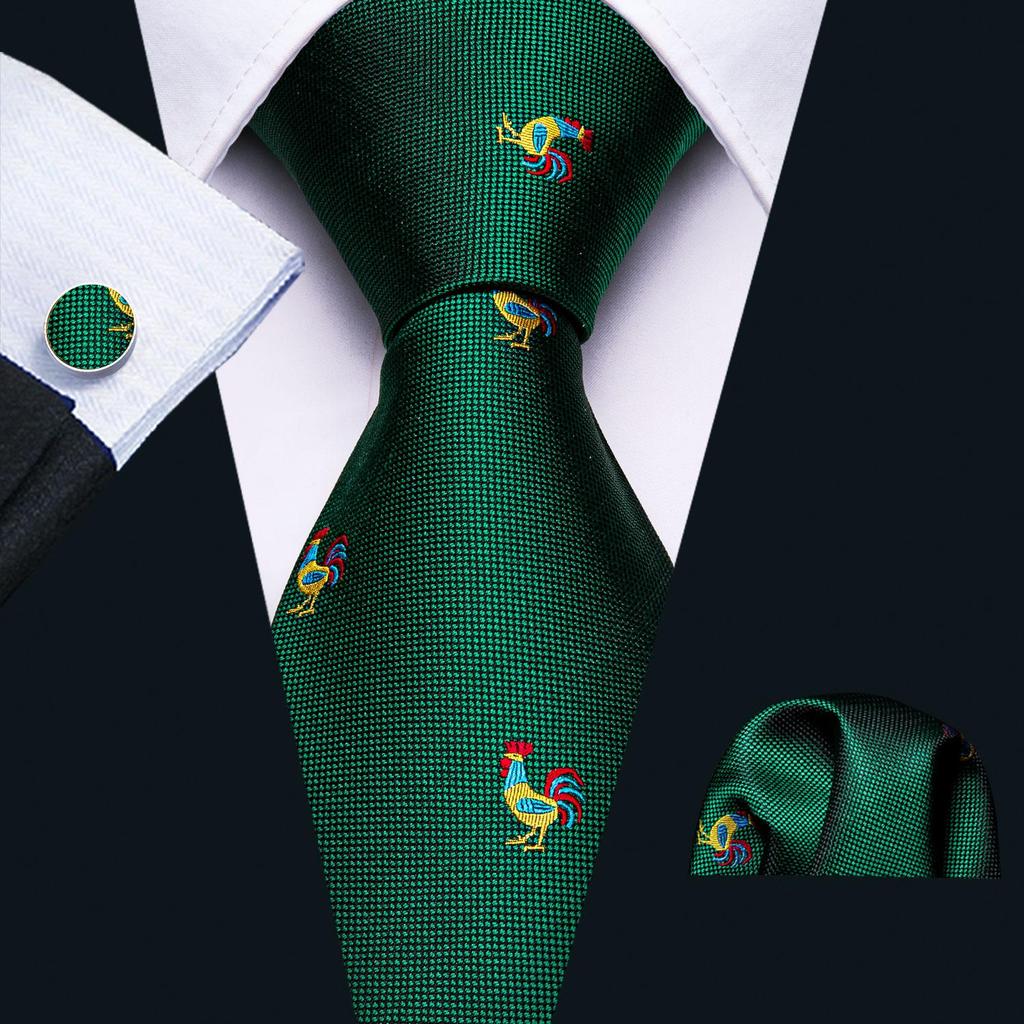 Barry Wang Formal Mens Paisley Silk Tie Set Mens Necktie Pocket Square Cufflinks Wedding