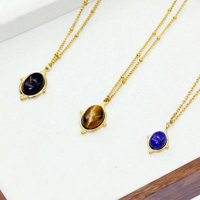 French Retro Tiger's Eye Pendant Necklace | Women's 2025 Titanium Steel Clavicle Chain