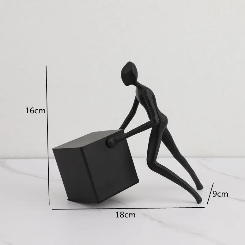 Creative Metal Abstract Human Sculpture Black Person Bedroom Study Ornament Living Room Decoration Art Home Decor Accessories