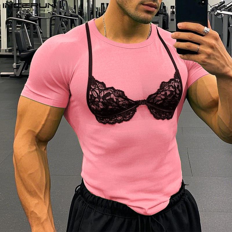 INCERUN Men Women Summer O Neck Short Sleeve Fun Prints Casual T-shirts Tee