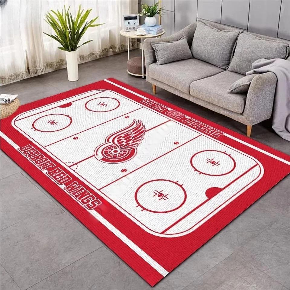 3D Hockey Rug, Ice Hockey Carpet Non-Slip Machine WashableDoormat, Sport Themed Floor Mat for Living Room Dining Room Game Room