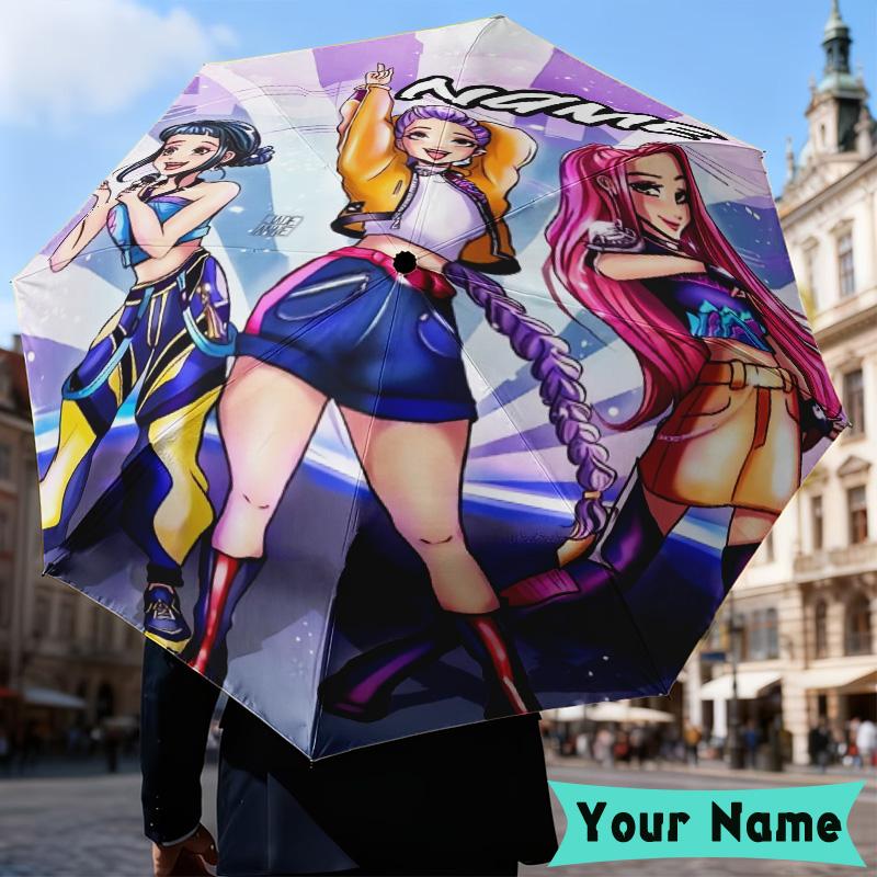 Custom Name Fantasy Friends KPop Umbrella, Foldable Umbrella Suitable for Outdoor Shopping Travel Sports, Exquisite Gift for Family