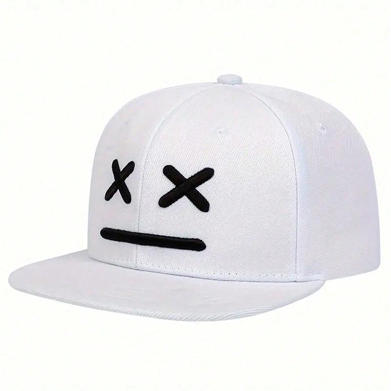 

Baseball Cap Cotton Embroidered Smiley Face Unisex Flat Brim Snapback Hat Casual Outdoor Sport Fashion Hip Hop Streetwear Gift Adjustable