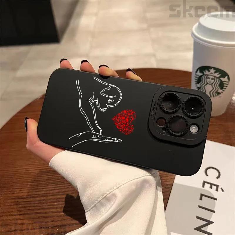 Cat Dog High Five Pattern Phone Case For iPhone 15 Pro Max 15 14 13 12 11 X XS XR 7 8 Plus Mini Shockproof Soft Silicone Cover