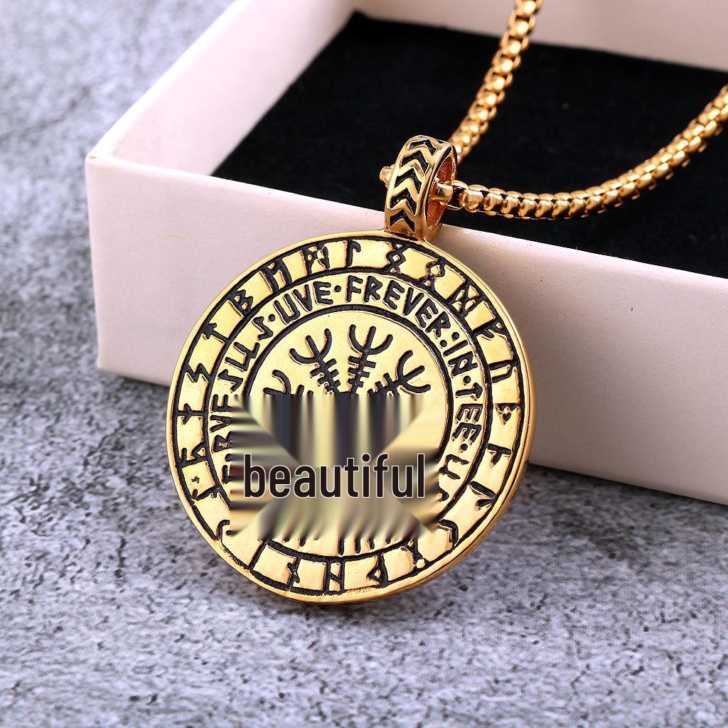 Men's Retro Stainless Steel Celtic Wolf Pendant Necklace