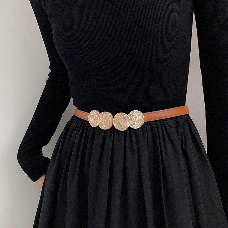 Elegant Womens Pu Waist Belt With Unique Double Circle Buckle For Dresses And Suits