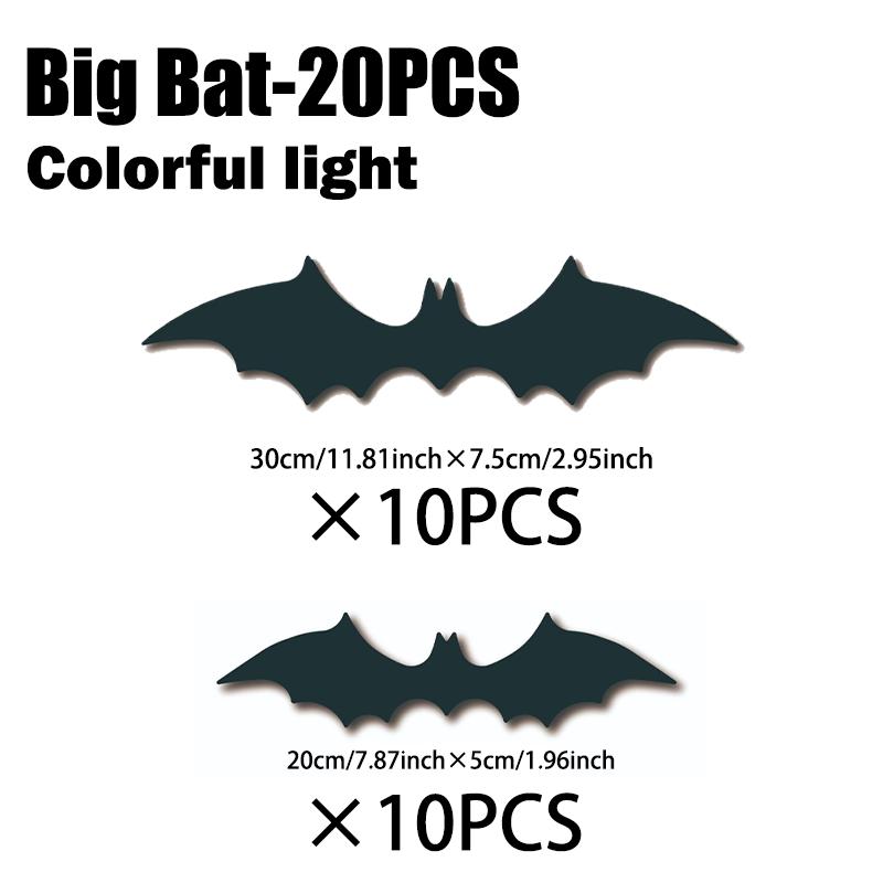 Halloween 3D Black Bat Wall Stickers LED Luminous Bat Decals Scary DIY Window Wall Decor Halloween Party Haunted House Ornament