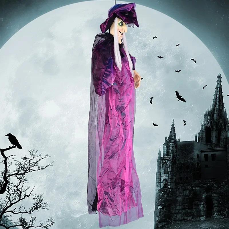 1-4PCS Halloween Decoration Props Voice-activated Glowing Witch Hangman Haunted House Escape Scene Decoration Outdoor Decoration