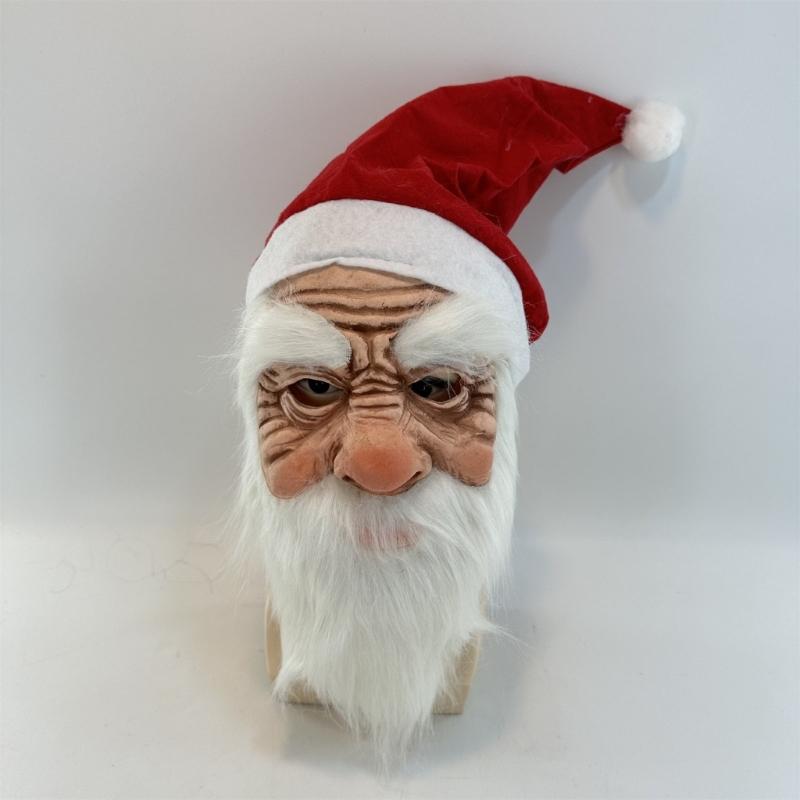 Santa Mask Costume Christmas Santa Costume Accessories for Christmas Party, Santa Mask Costume with Santa Hat and Beard