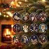 Custom Christmas Tree Trims 12 Pcs 2D Flat Pearl Painting Ornament Acrylic Santa Snowman Charming Ornaments Hanging Decoration Double Sided