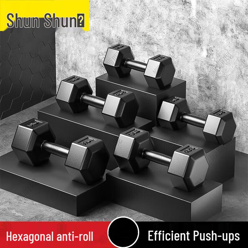 Hexagonal Anti-Roll Rubber Coated Dumbbells