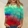 Women's Loose Casual Floral Print Round Neck Three-quarter Sleeves