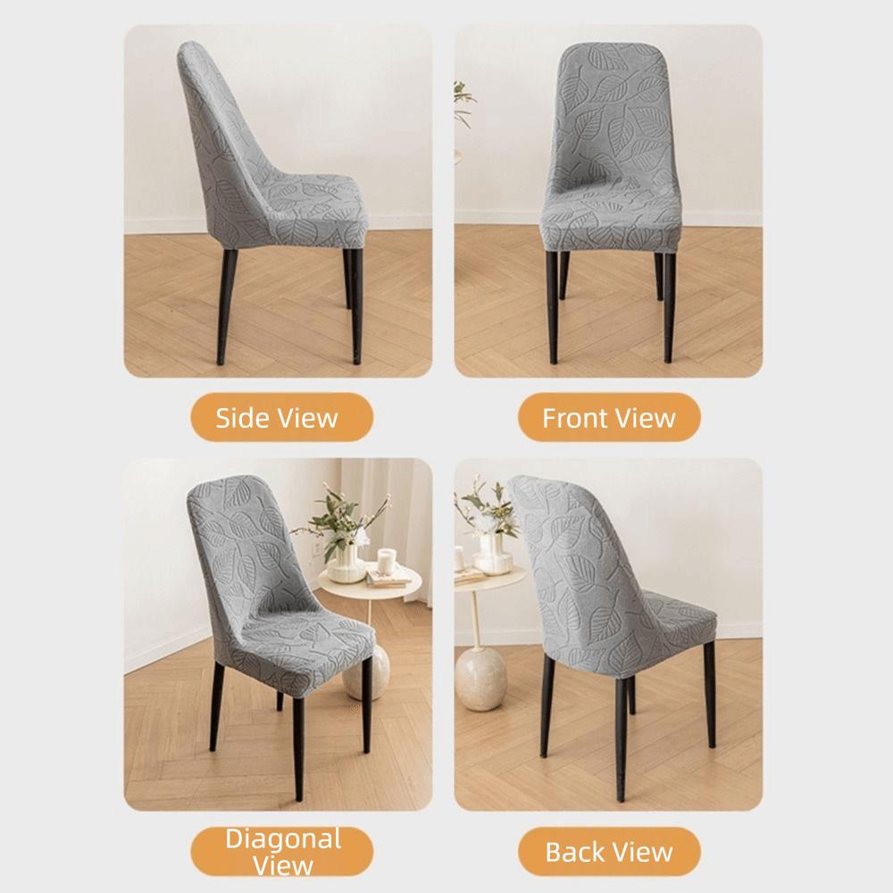 Leaf Pattern Curved Chair Cover Soft Stretchable Restaurant Stool Cover Thickened Elastic Band Chair Seat Slipcovers