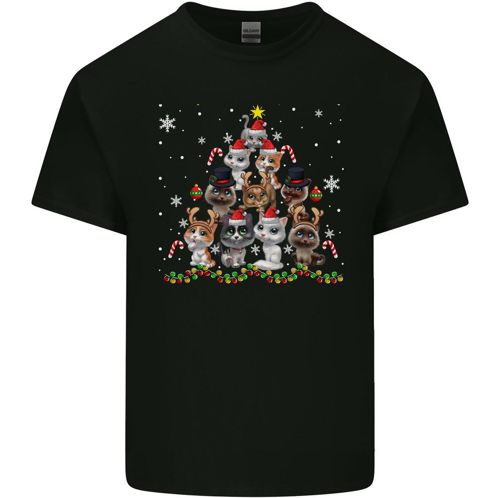 Christmas Cat Tree Funny Xmas Mens Light Cotton T-Shirt Unisex T-Shirt XL