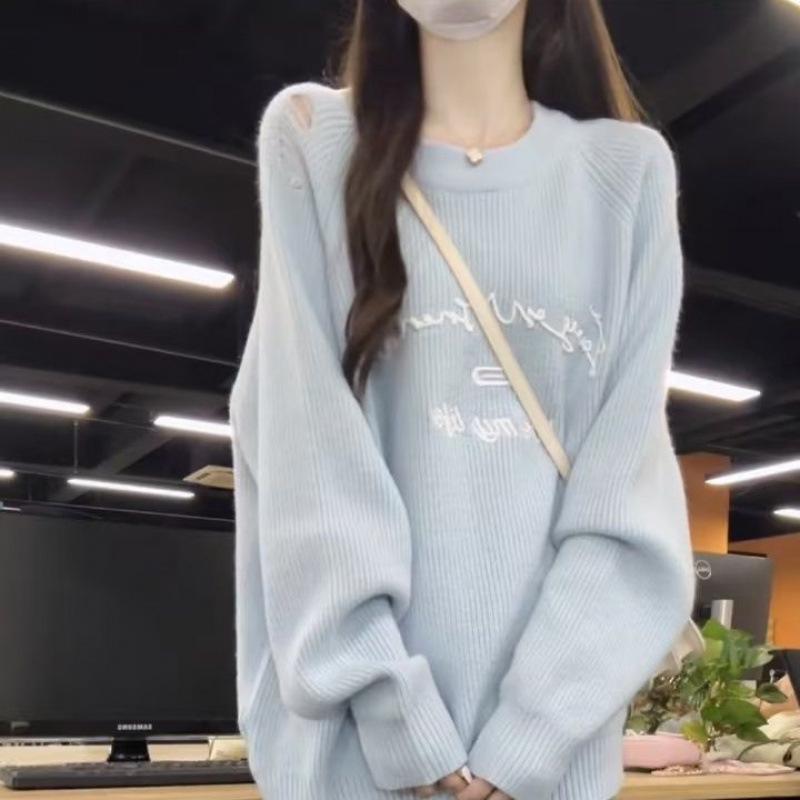 2024 Versatile Casual Knit Sweater: Round Neck, Loose Fit, Long Sleeve Pullover