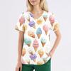 Women's Fashion V,Neck Short Sleeve Overalls With Pockets  Print Tops  Clothes