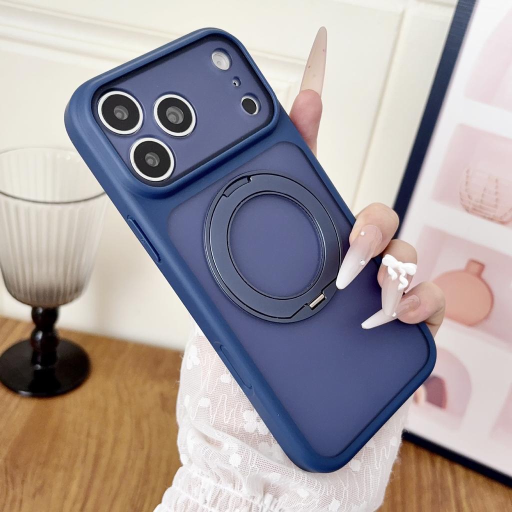 Fine hole skin feeling 360 rotating magnetic attraction is suitable for iPhone17promax bracket, mobile phone case, Apple 16 matte cover.