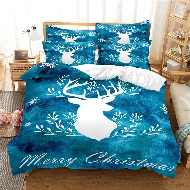 US Size Bedding Queen King Size 2/3Pcs Deer And Flowers Autumn Leaves Duvet Cover Sets Pillow Shams Single Double Kids Bed Set