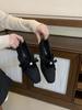 Retro heightening velvet Mary Jane shoes T-band square head wedge single shoes are not tired of commuting shoes