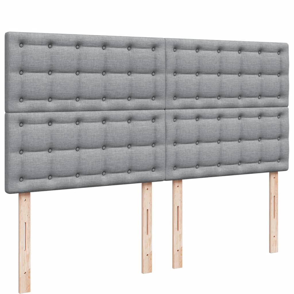 Box Spring Bed with Mattress Light Grey 200 x 200 cm Fabric