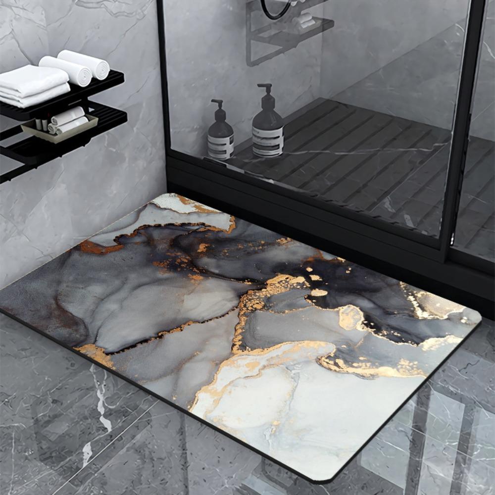 Simple Printing Bathroom Thickening Mat Bath Non-slip Carpets In Wash Basin Bathtub Side Floor Rug Shower Room Doormat Memory Foam 3D Pad