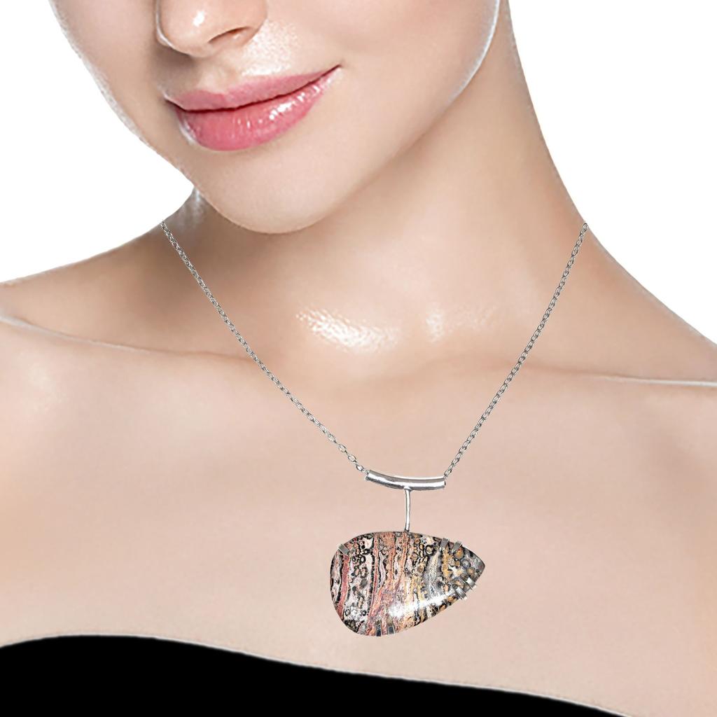 Skin Leopard Jasper Gemstone Mother's Day Jewelry Necklace 20 in