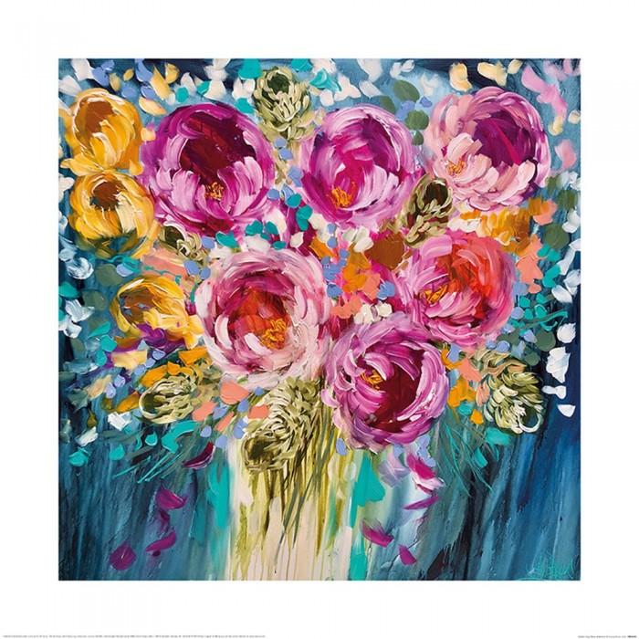 Pôster Amanda Brooks Golden Tulip, Peônia e Banksia 60cm x cor-de-rosa/azul