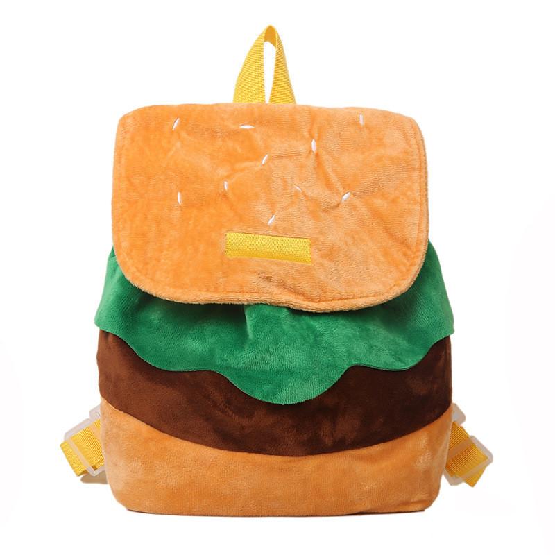 Adorable Plush Hamburger Backpack For Spring 2023 Trendy Casual Style With Large Capacity