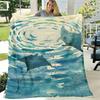 Starry Night Ocean Waves Flannel Throw Blanket Soft, Lightweight, Wrinkleresistant, Allseason Comfort In Blue & Green with Artistic Shark Design Perfe