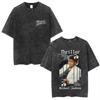 Der König des Pop Michael Jackson Vintage Washed T-Shirts Herren Damen Lässig Retro Baumwoll-T-Shirt Männlich Gothic Rock Übergroßes T-Shirt