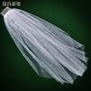 All Over Scattered Pearl Sheer Tulle Bridal Veil, Single Layer Plain Ivory Wedding Veil For Lace Satin Gown Pre-Wedding Elopement Portrait Shoot
