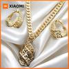 Golden Necklace Jewelry Set for Women Special Hollow Design Pendant Earrings Wedding Anniversary Gifts Jewellry Accessories