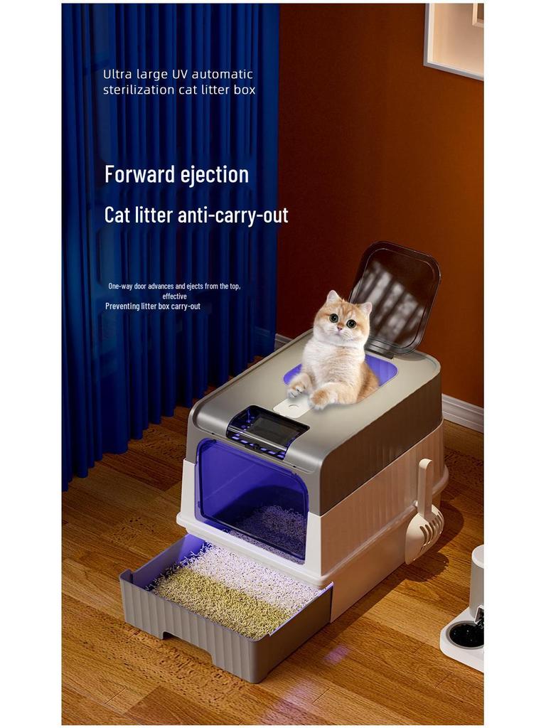 Extra-Large Fully Enclosed Cat Litter Box with Drawer and Anti-Splash Design