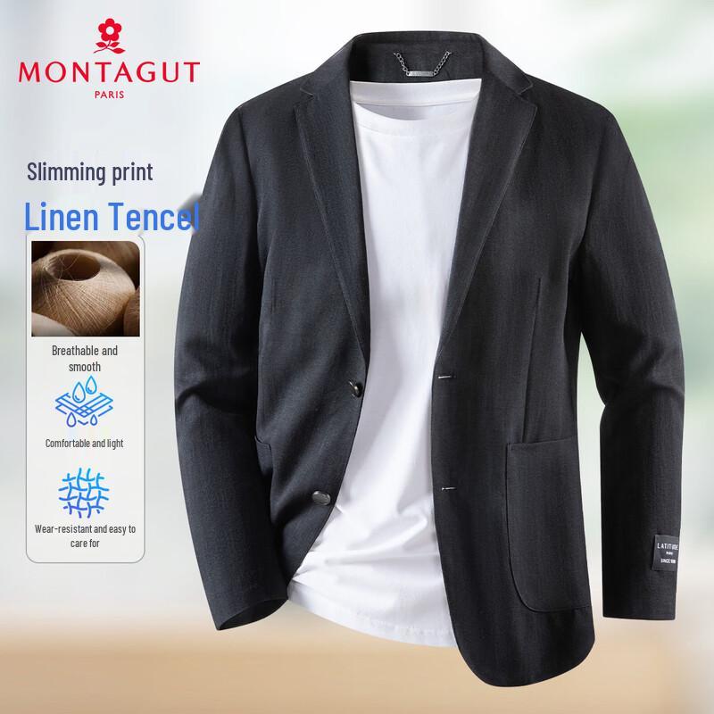 MONTAGUT Men s Linen Tencel Blend Casual Blazer 52